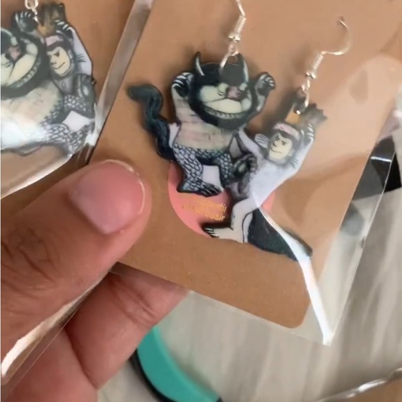 Where the wild things are earrings. Sterling silver hook. - Picture 2 of 4